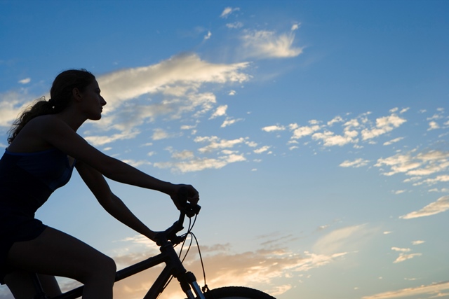 Woman riding bike
