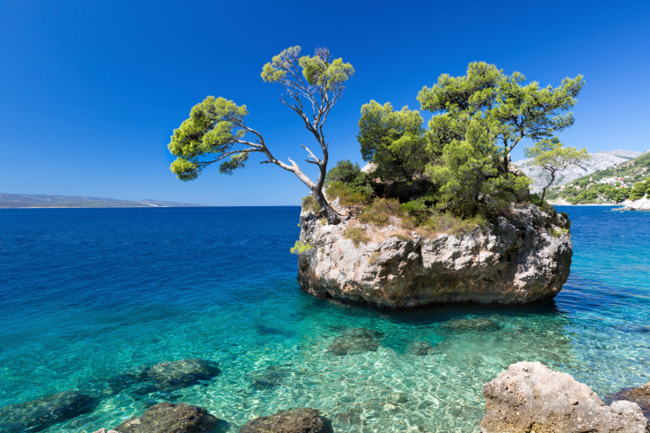Croatian beach at a sunny day, Brela, Croatia
