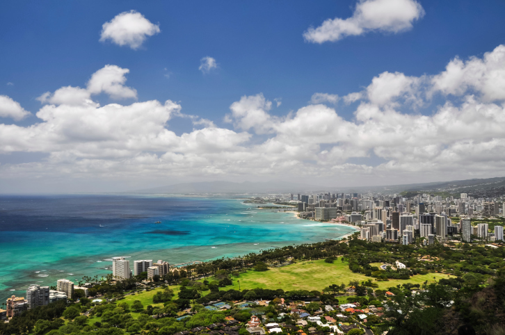 Honolulu seen from Diamond Head Crater - Hawaii, USA