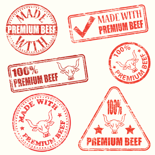 Stamps used to package meat are colored with food dyes