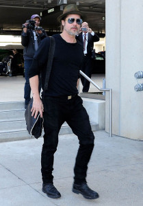 Brad Pitt Departing On A Flight At LAX